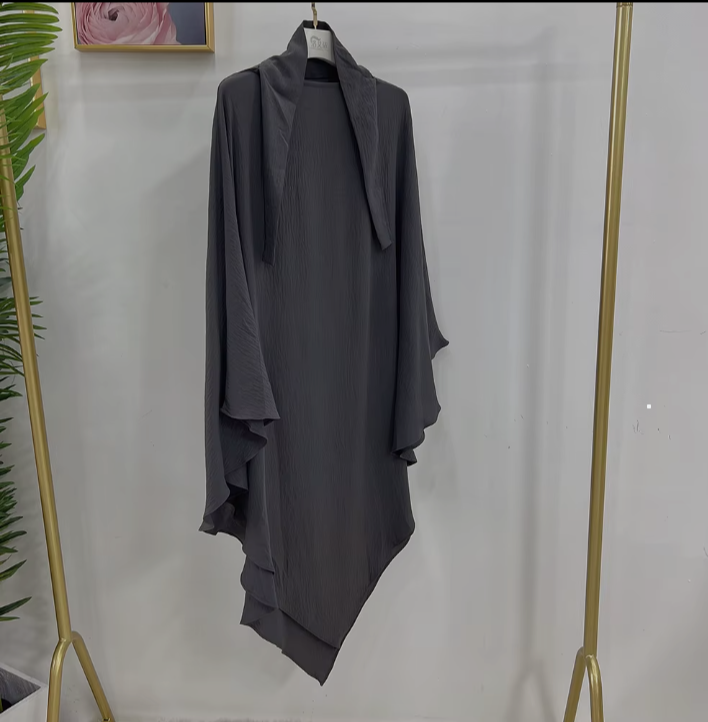 SINGLE LAYER KHIMAR WITH FREE NAQAB GRAY