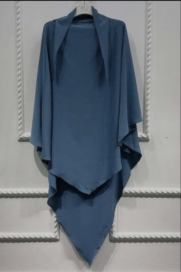 SINGLE LAYER KHIMAR WITH FREE NAQAB TEAL BLUE